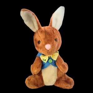 Dakin Bunny Rabbit Plush Stuffed Animal Peter Cottontail Bow Vintage 1974 Easter